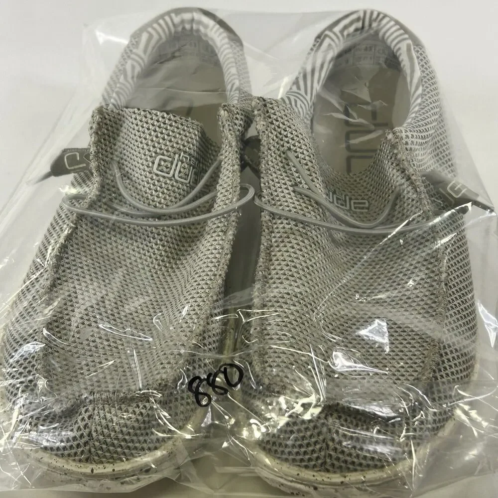 Hey Dude Wally Sox Slip On Shoes Men's 10 Ash Crosshatch Gray Loafers Beach